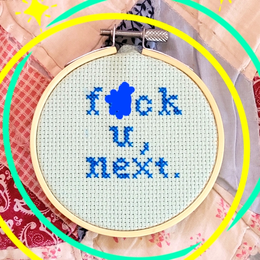 "f*ck u, next." Funny/Cheeky Cross Stitch, 3 inch